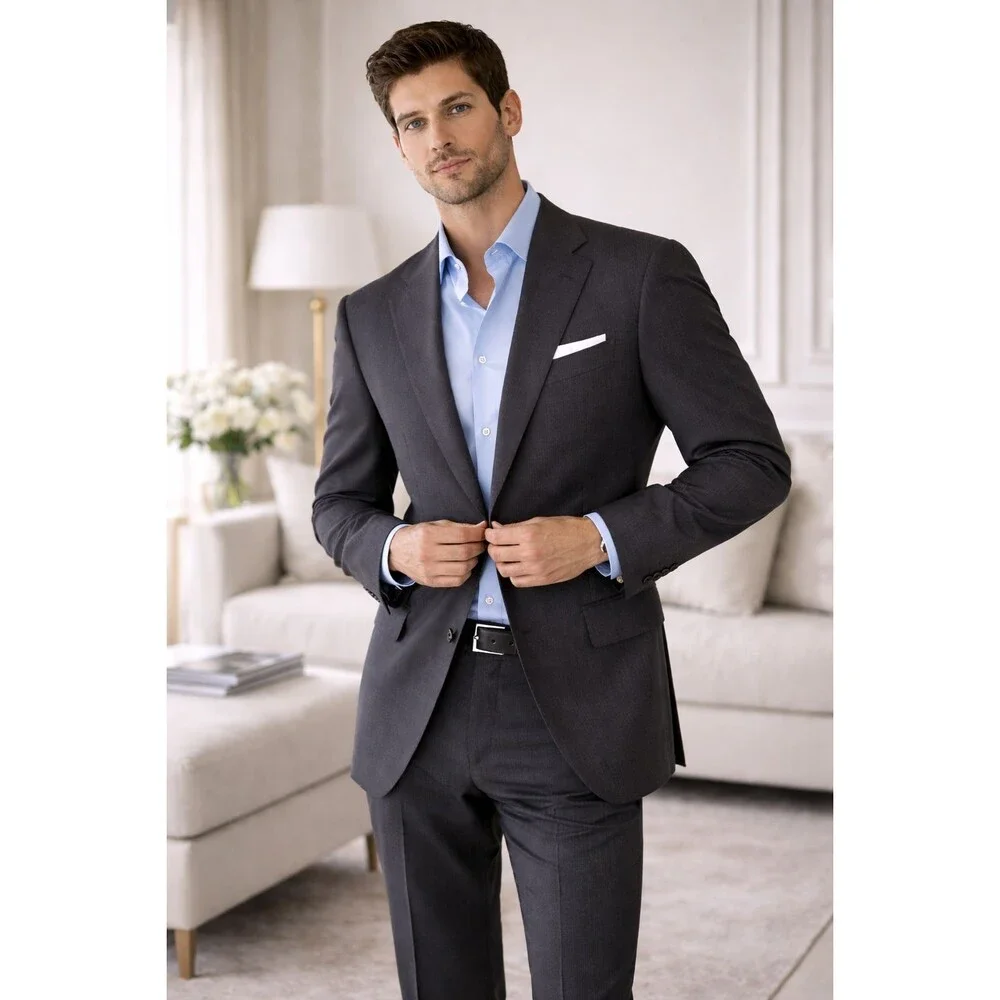 CANALI ITALY MADE 100‎ % Wool Blazer Jacket Gray Pinstripe 42L Sport Coat